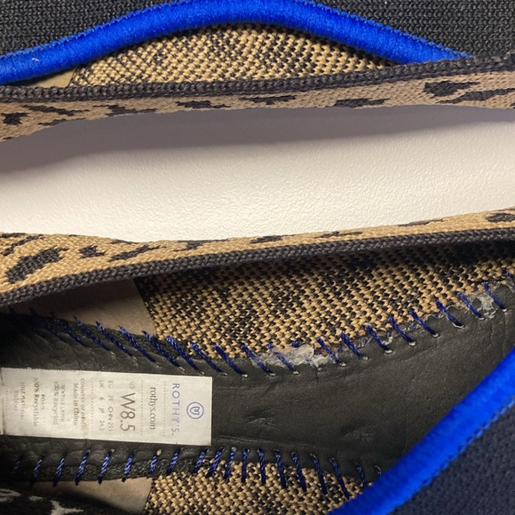 Rothy's Tan and Black Patterned Flats with Blue Accent - Picture 7 of 7
